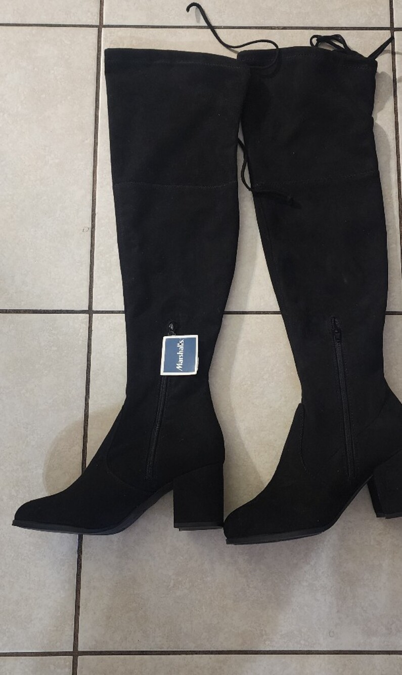 Unisa Black Over-the-Knee Suede-Boots